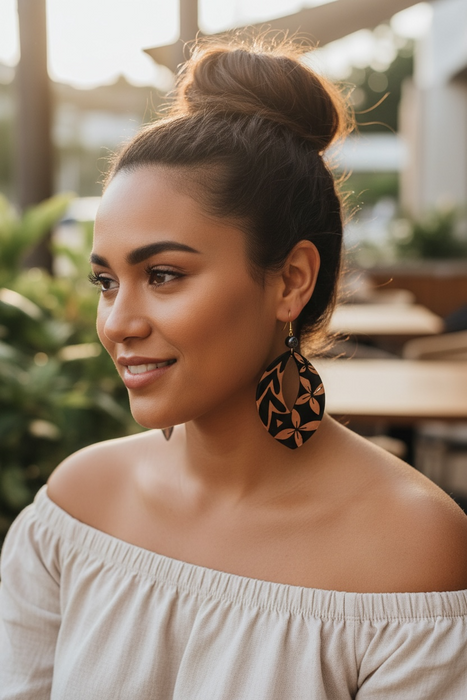 Acrylic Dangle Earrings with Shell Pearls