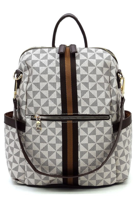 "Manulua" Monogram Striped Convertible Backpack