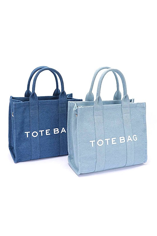 Denim Convertible Small Tote Bag