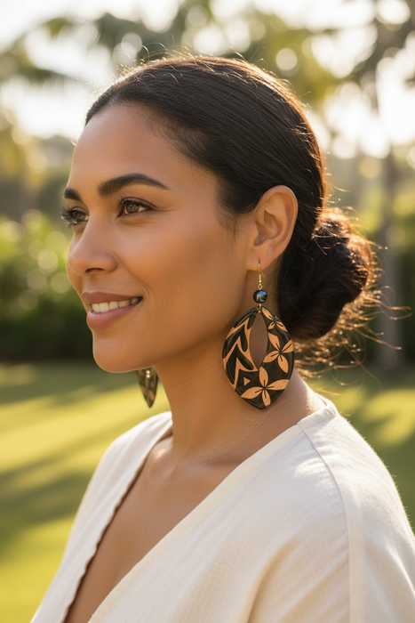 Acrylic Dangle Earrings with Shell Pearls