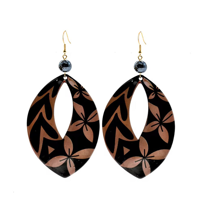 Acrylic Dangle Earrings with Shell Pearls