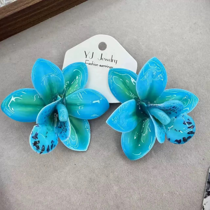 Orchid Stud Earrings (blue)