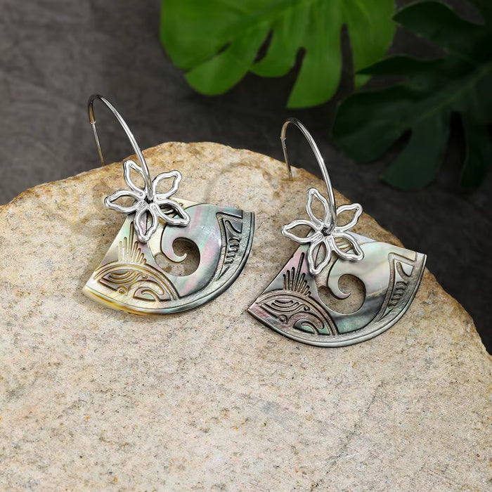 "Lakena" Mother of Pearl Hoop Earrings